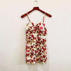 Floral ruffle mini dress | spaghetti straps | size S